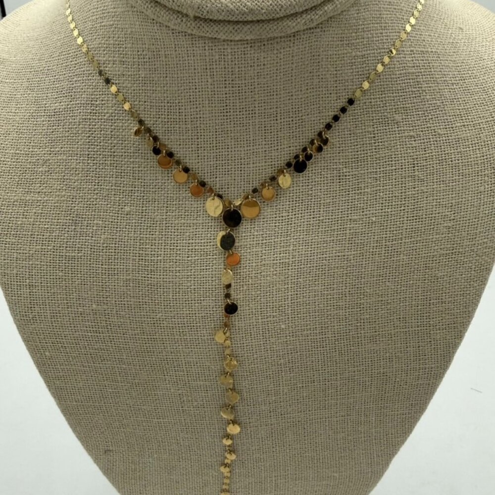 Lana Jewelry 14k Graduated Disc Lariat Necklace w/ pouch